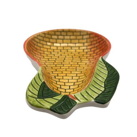 Vtg CA Clay Art Ceramic Mosaic Pear Serving Bowl Trinket Dish Colorful 8 In - Picture 5 of 11